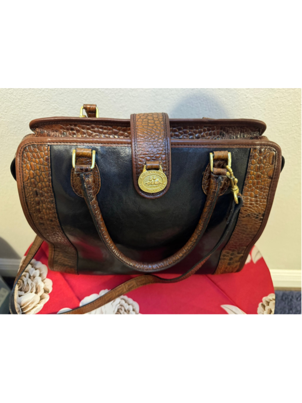 Brahmin Tuscan Collection Black Brown Croc leather satchel bag - Picture 8 of 13